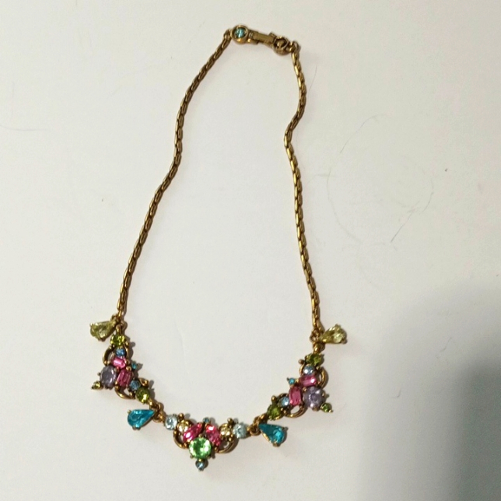 Vtg Hollycraft 1950l3 Rare Glass Rhinestone In Gold Color